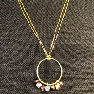 Gold chain with beaded hoop necklace